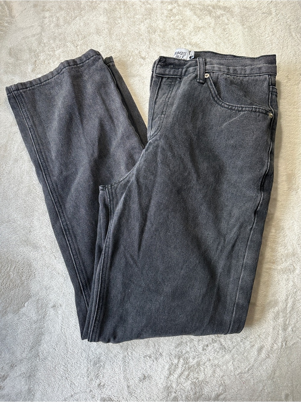 Princess Polly Women's Straight Black Washed Jeans
